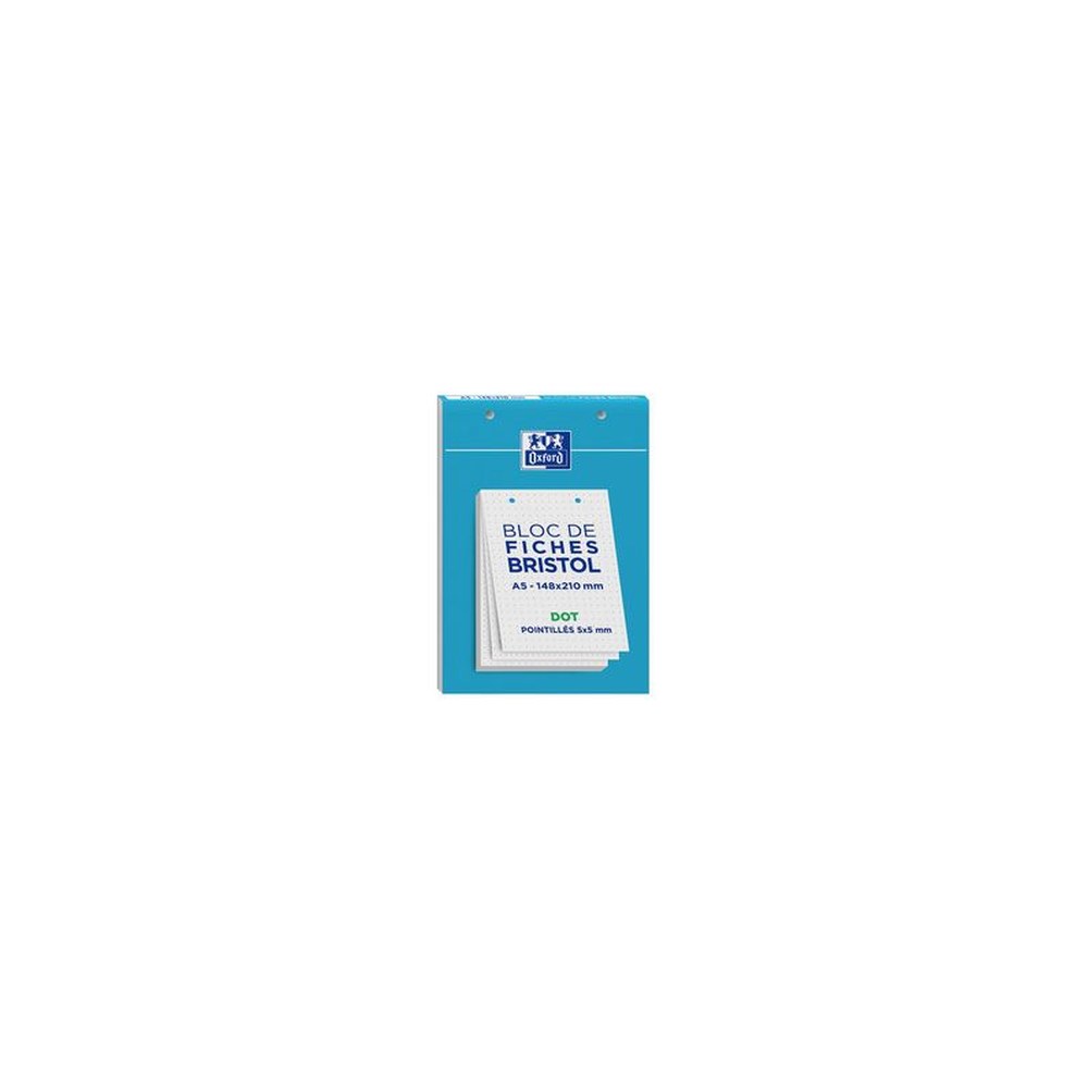 Oxford Bloc de fiches bristol, A5, DOT pointillé, blanc