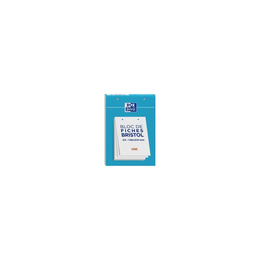 Oxford Bloc de fiches bristol, A5, uni, blanc