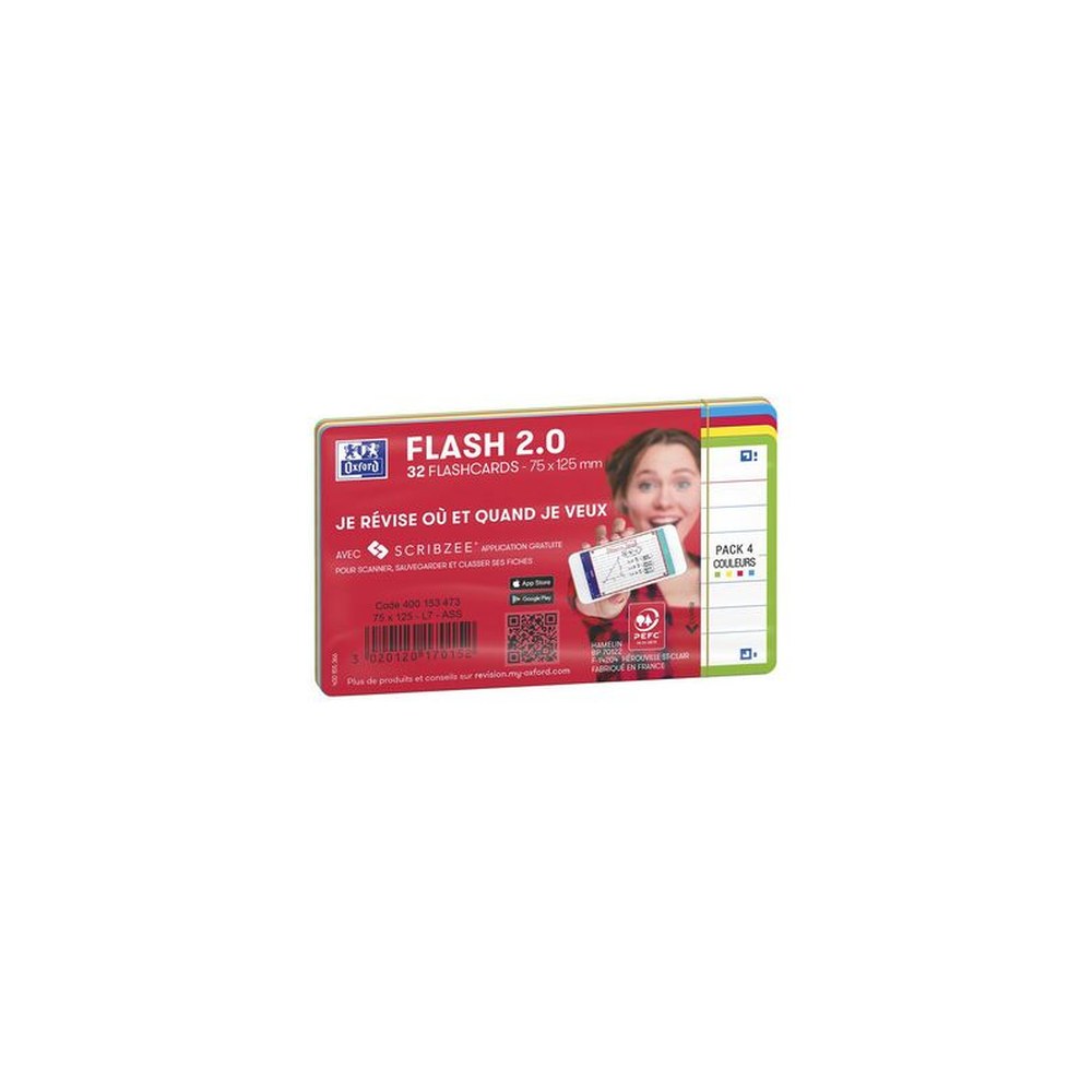 Oxford Fiches bristol FLASH 2.0, A7, bord de couleur