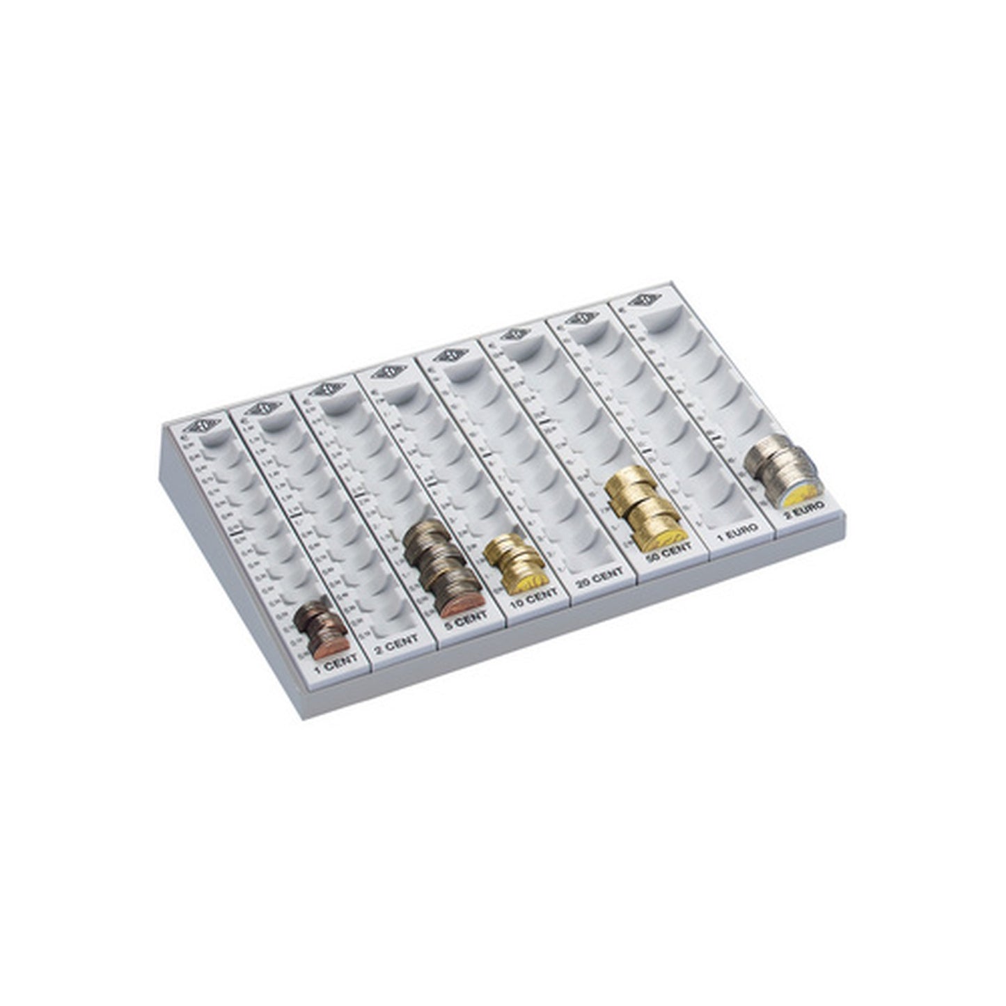 WEDO Monnayeur monobloc avec 8 rangées amovibles, gris