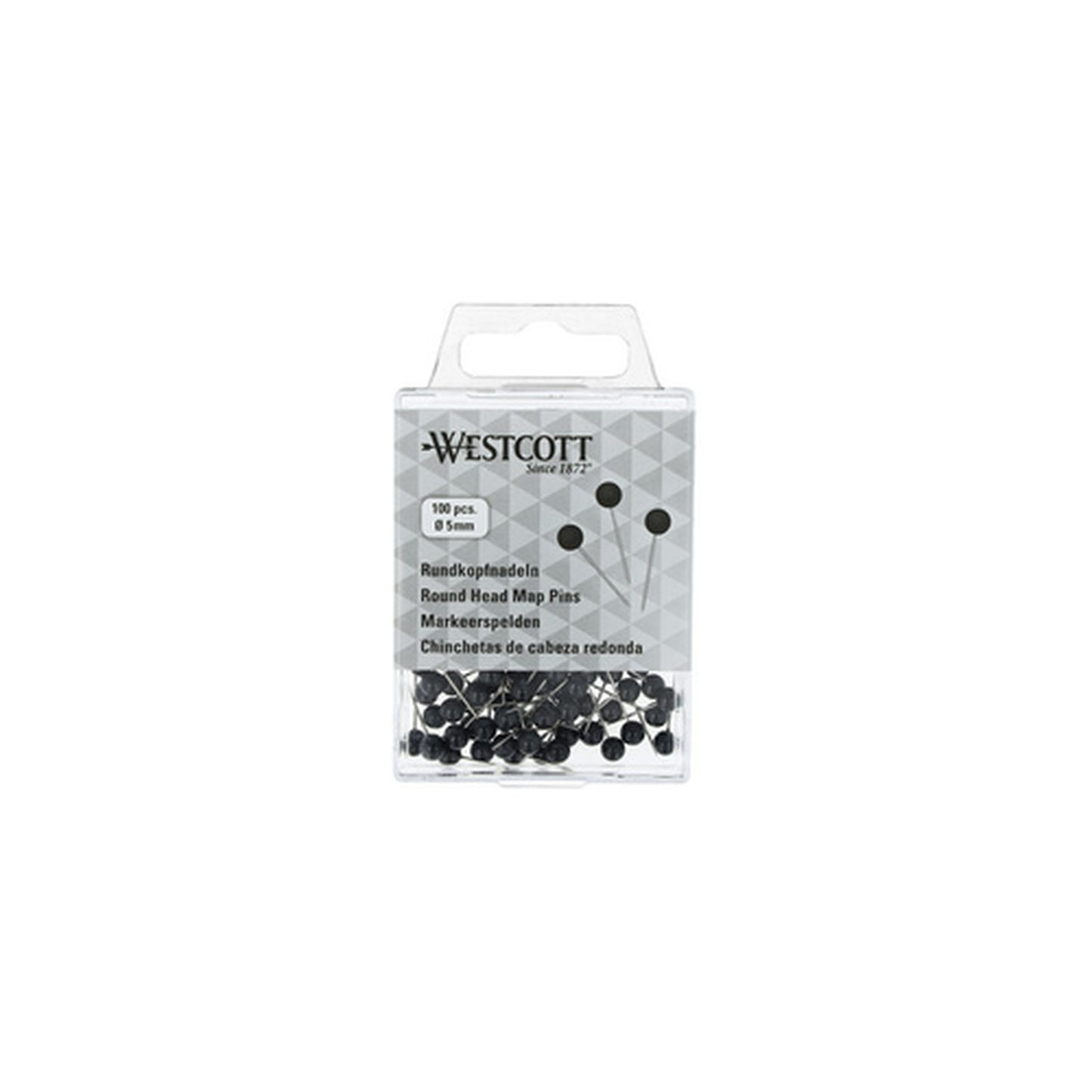 WESTCOTT Épingle à tête ronde, taille 5, noir