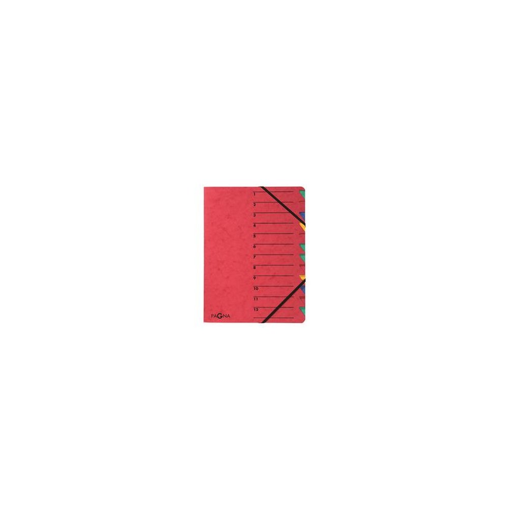 PAGNA trieur "EASY", A4, carton, 12 compartiments, rouge