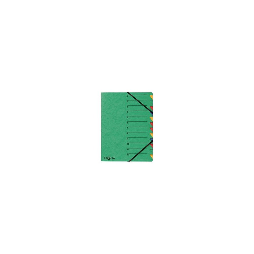 PAGNA trieur "EASY", A4, carton, 12 compartiments, vert
