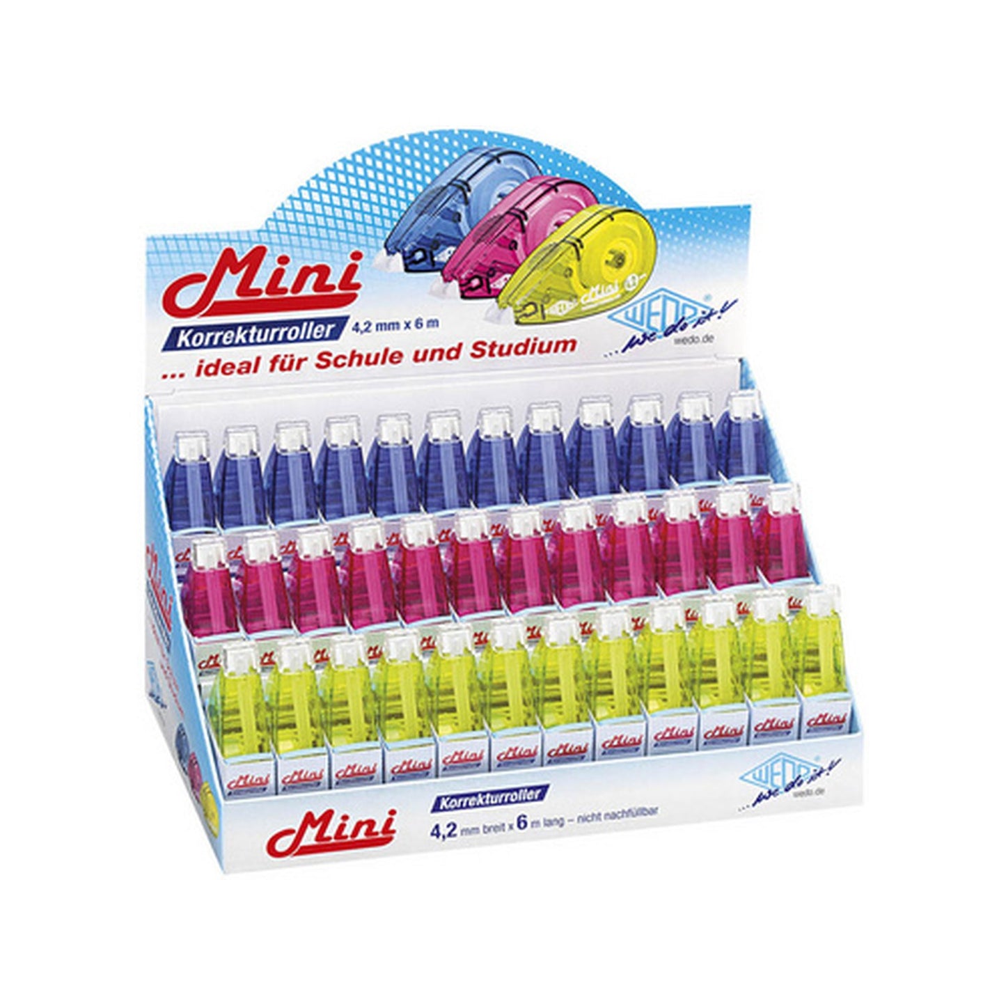 WEDO Mini roller correcteur, 4,2 mm x 6 m, présentoir de 36 x36