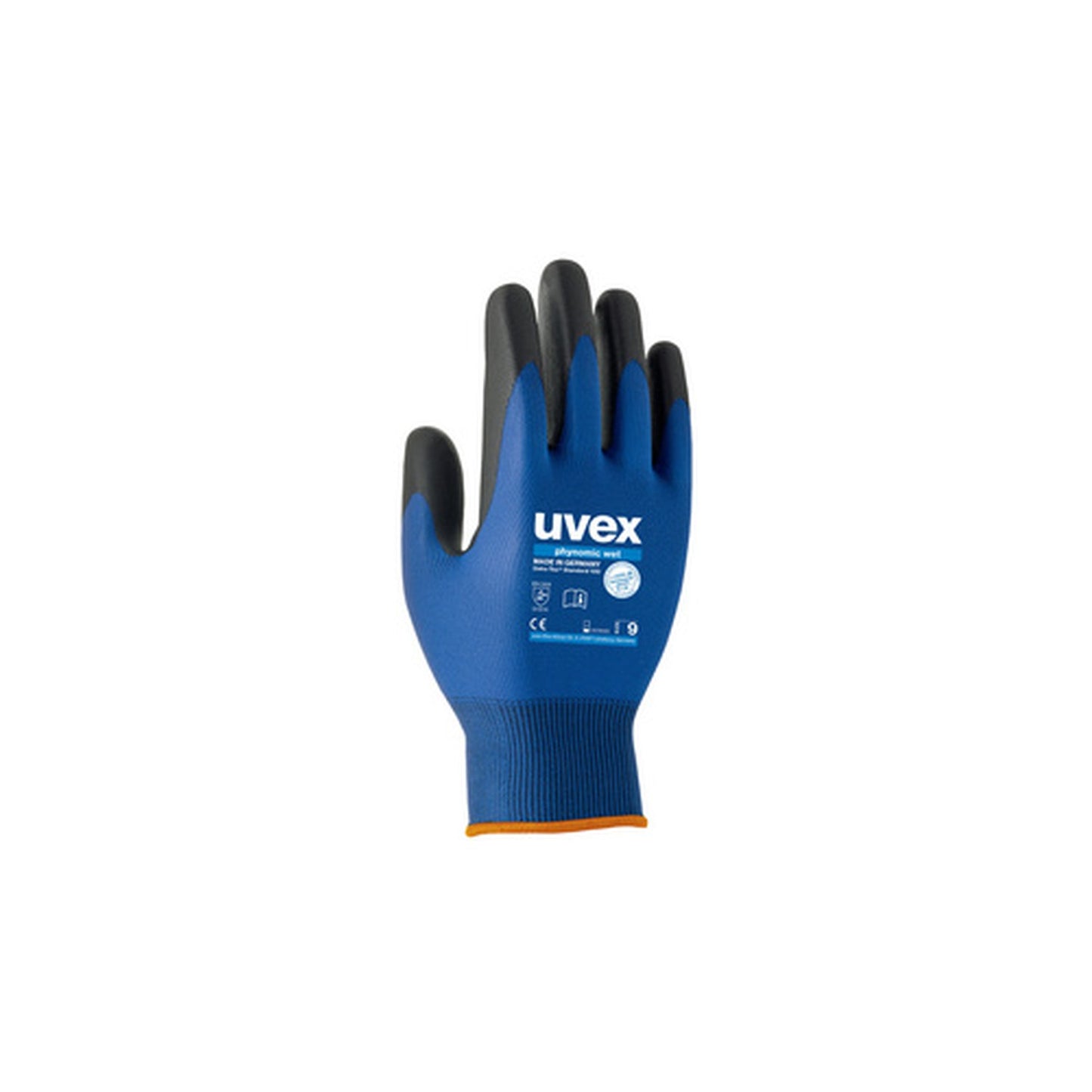 uvex Gants de travail phynomic wet, T. 09, bleu/anthracite x10