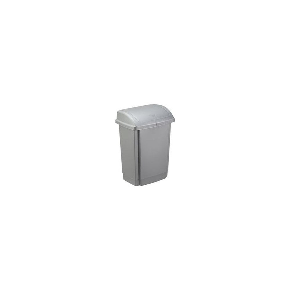 past team Poubelle à couvercle basculant, 15 litres, argent
