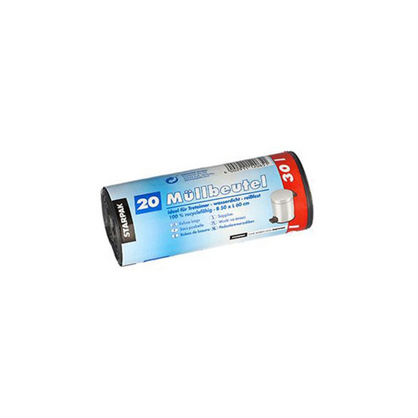 STARPAK Sac poubelle LDPE, 30 litres, gris