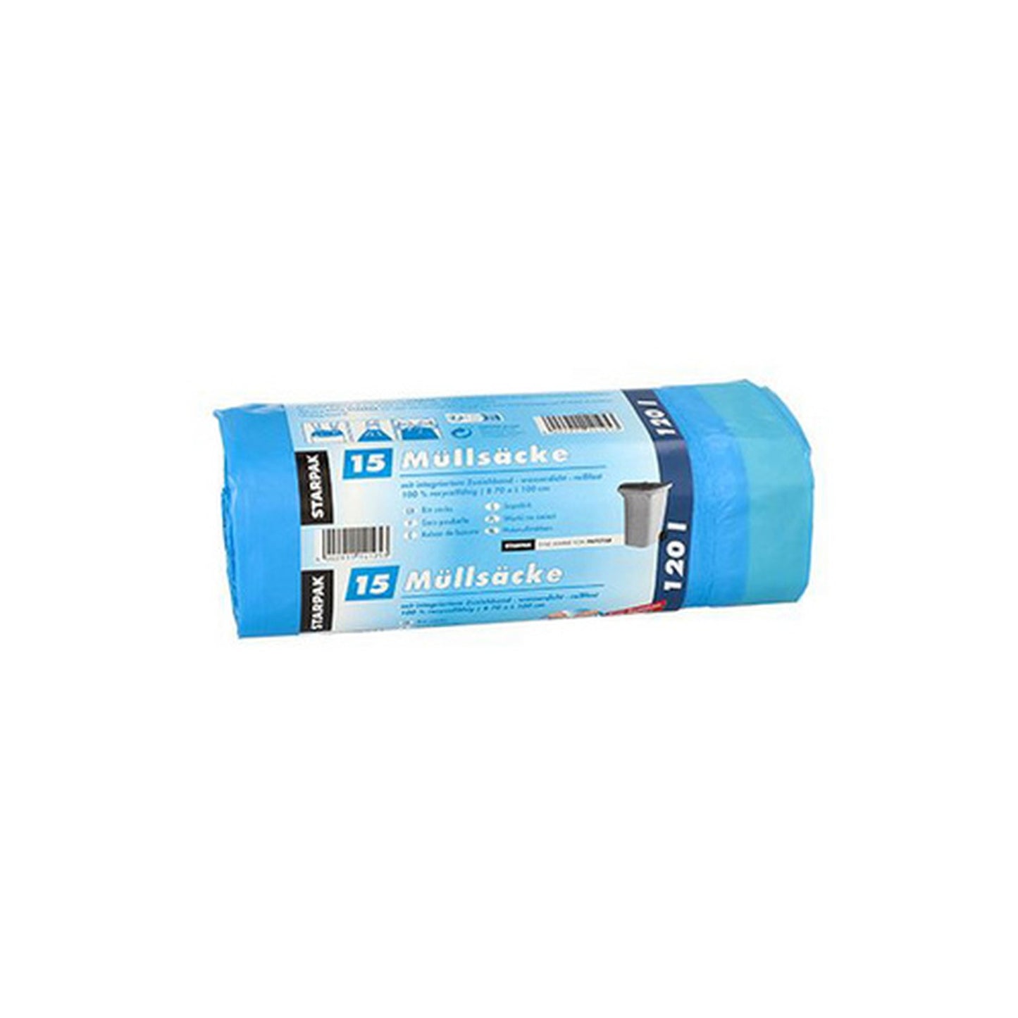 STARPAK Sac poubelle LDPE, à lien coulissant, 120 L, bleu
