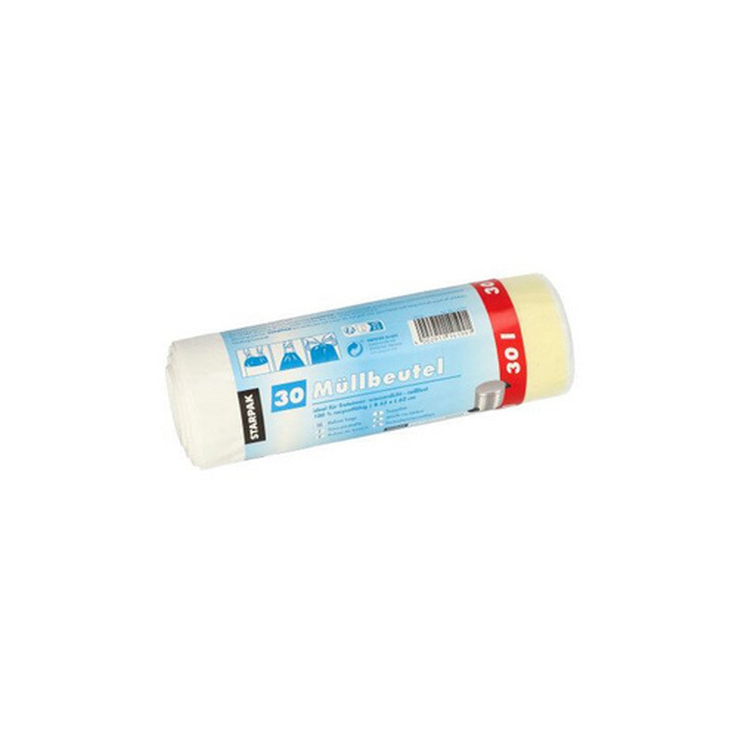 STARPAK Sac poubelle LDPE, avec cordon, 30 litres, blanc