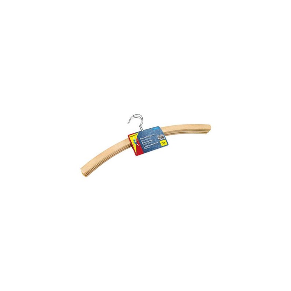 Peggy Perfect Cintre en bois sans barre, paquet de 3, nature