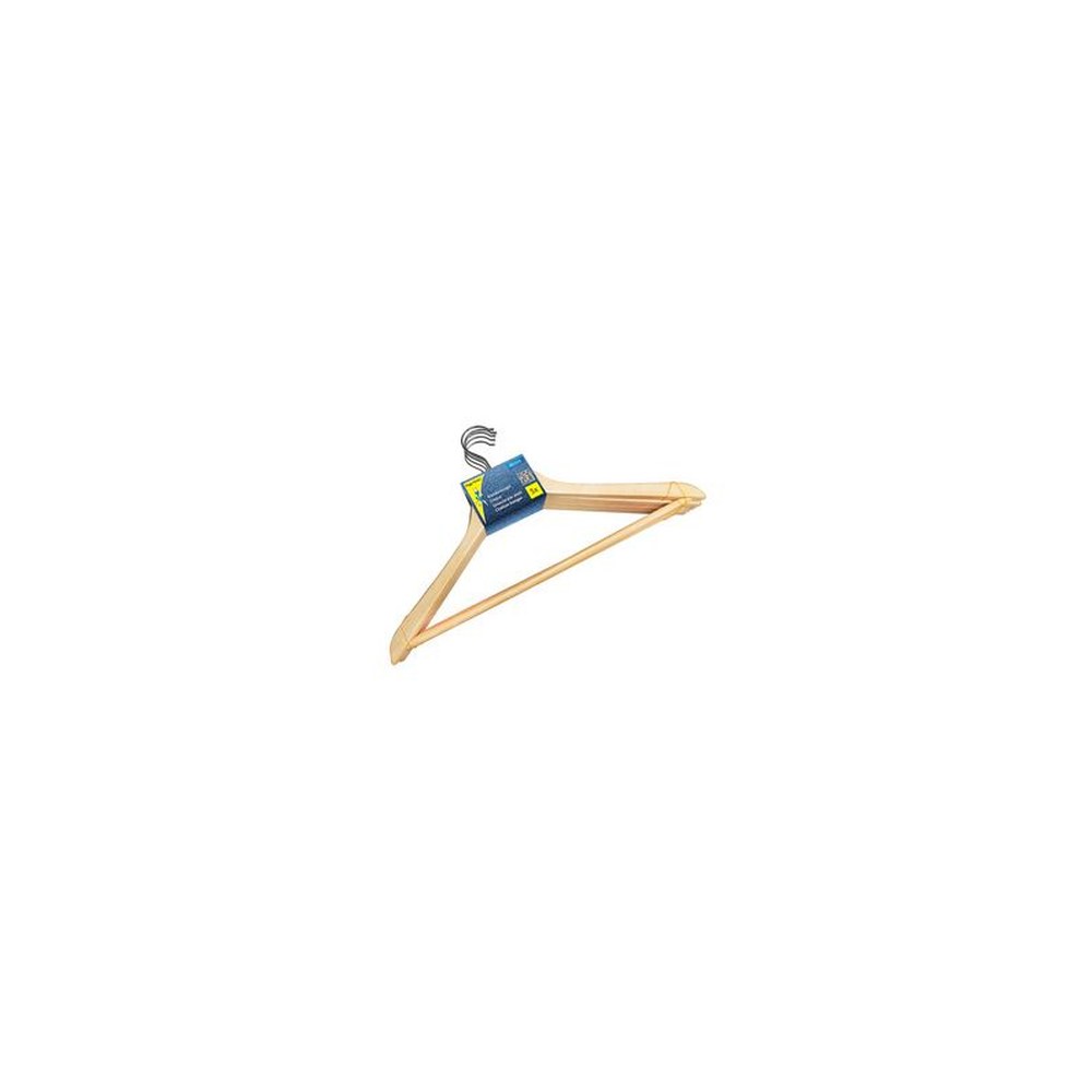 Peggy Perfect Cintre en bois avec barre, paquet de 5, nature