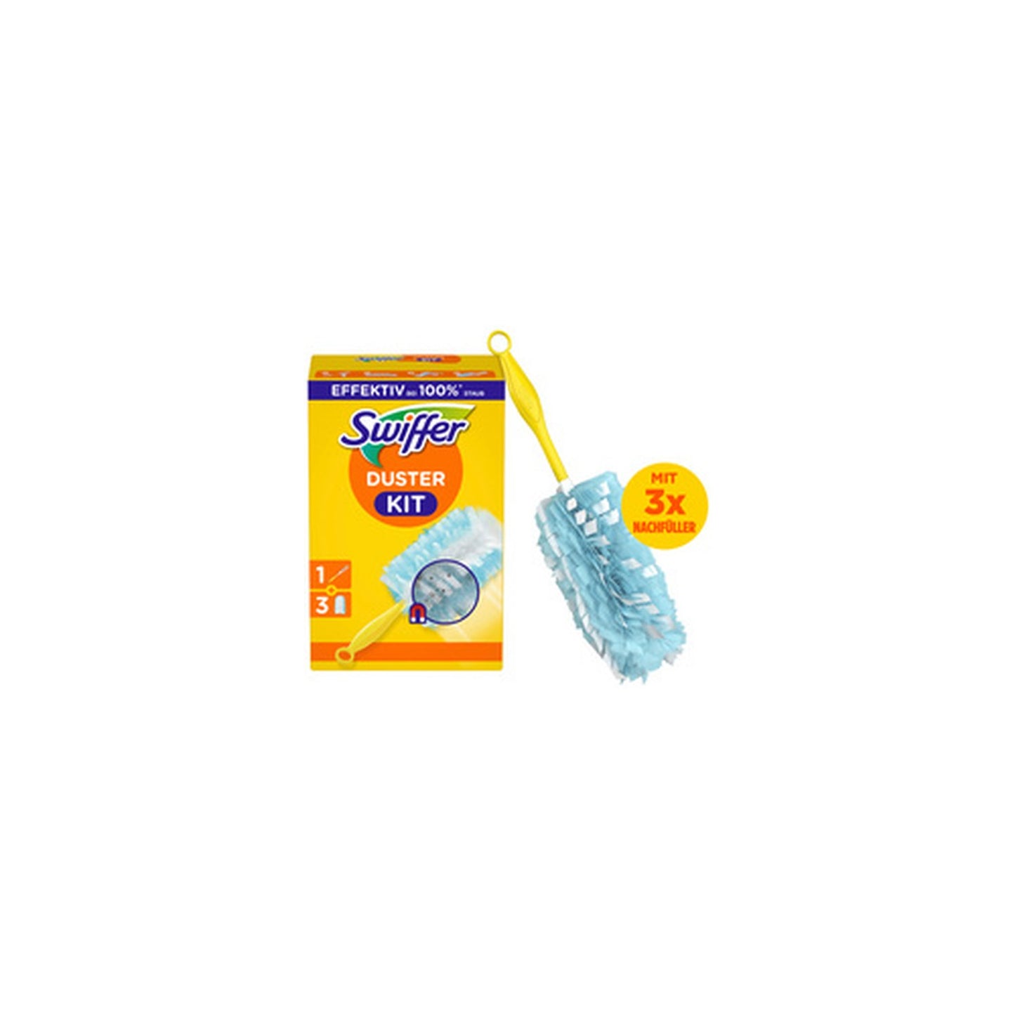 Swiffer Kit d'essai plumeau-magnétique, 1 manche +3 plumeaux