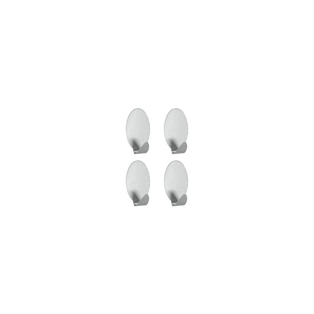 metaltex Crochet adhésif Lilliput, set de 4, ovale, inox