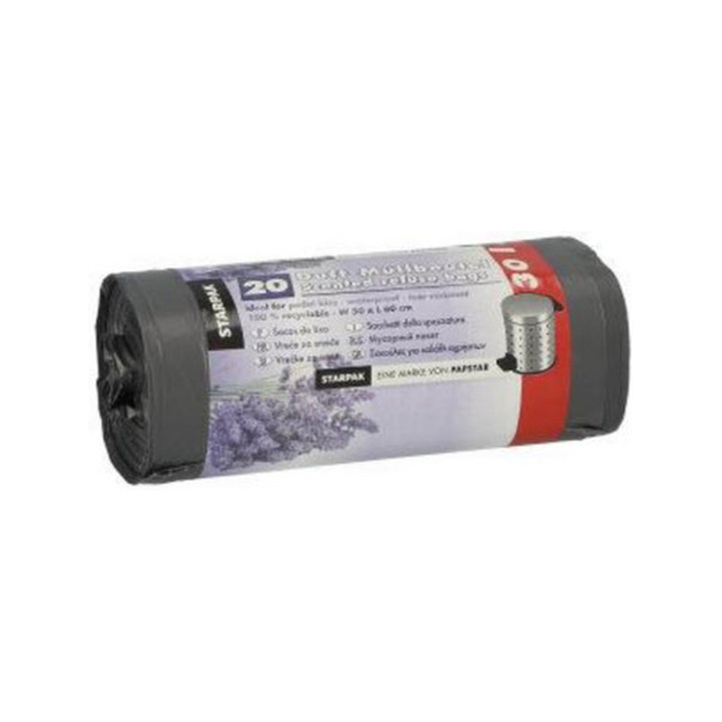 STARPAK Sac poubelle parfumé, LDPE, 30 litres, gris