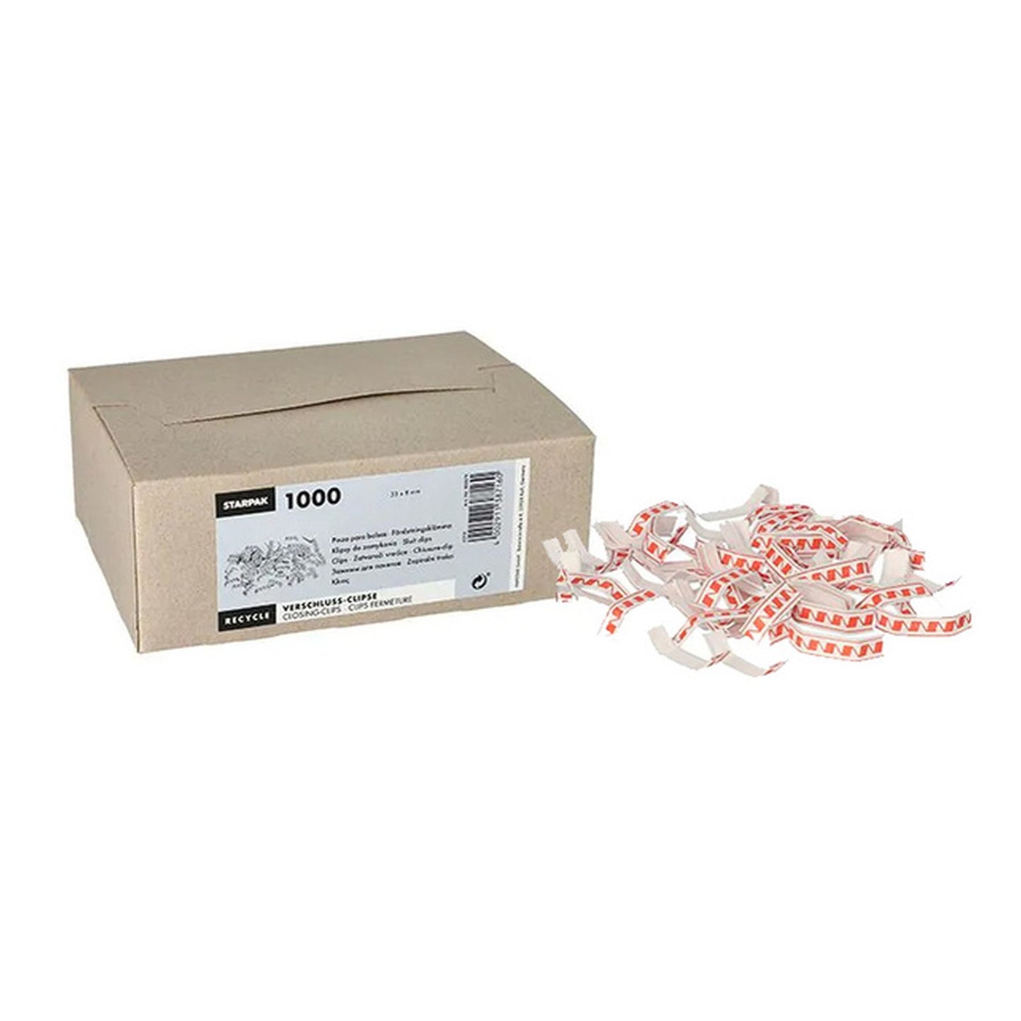 STARPAK Clip de fermeture, longueur: 33 mm, rouge/blanc