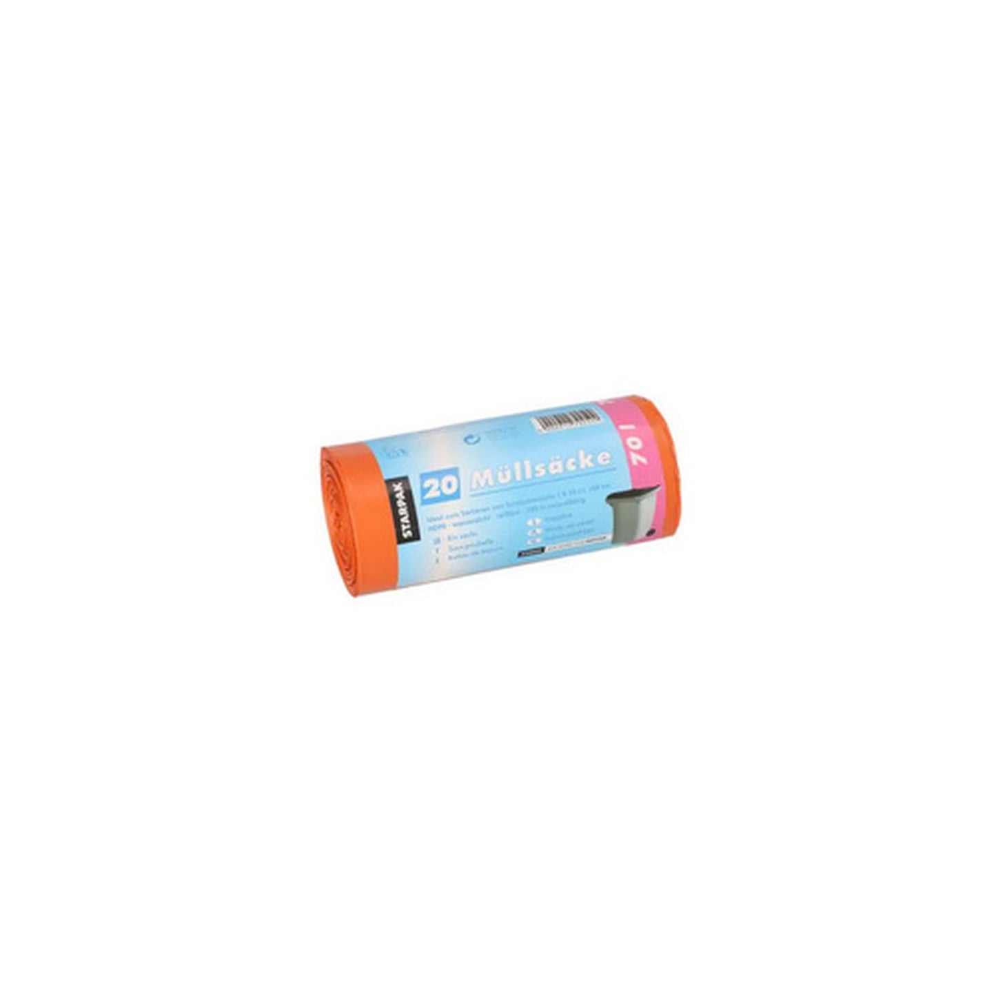 STARPAK Sac poubelle HDPE, 70 litres, orange