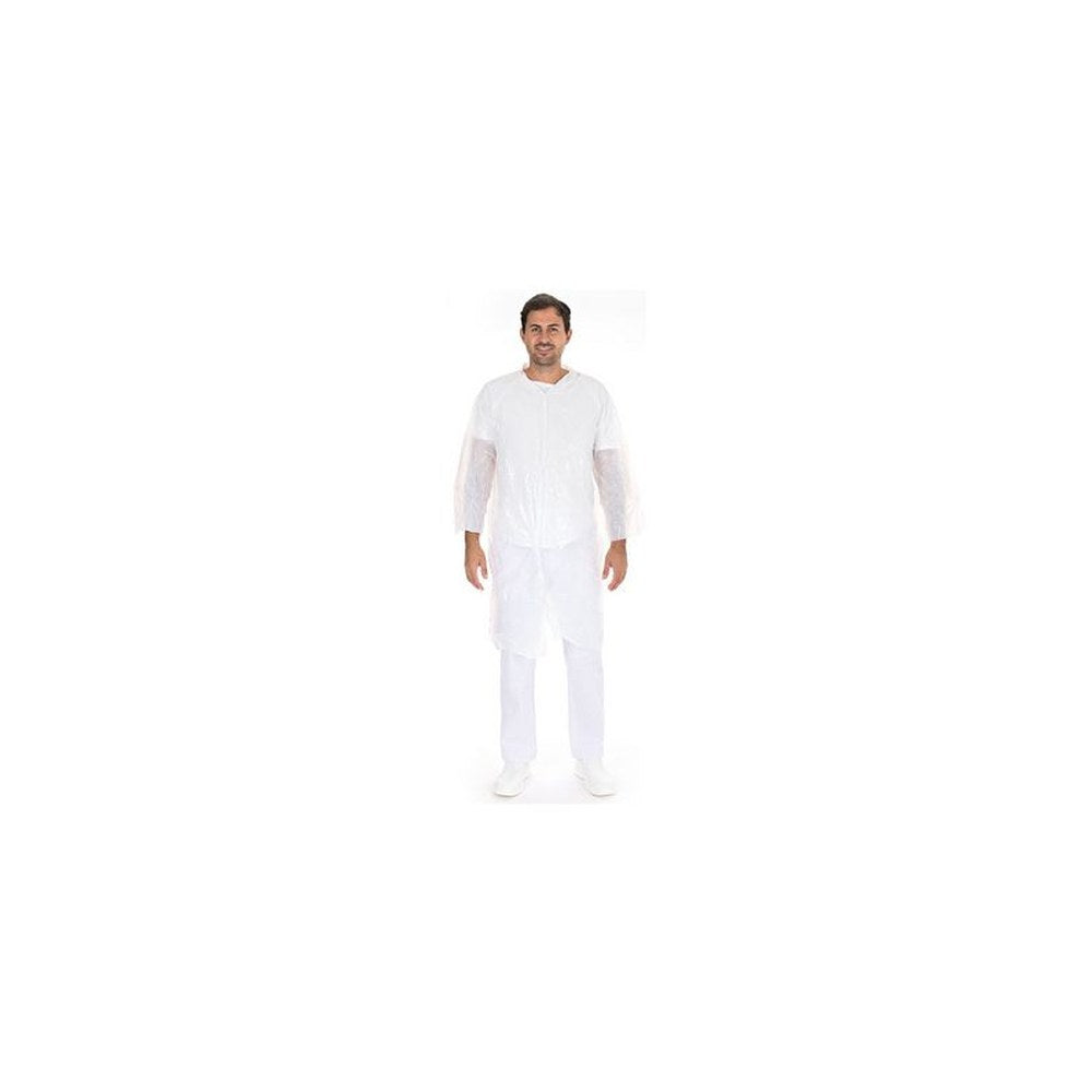 HYGOSTAR Blouse visiteur avec boutons pression, blanc x10