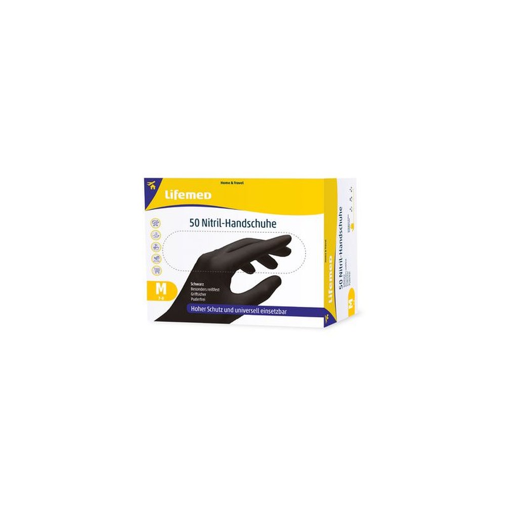 Lifemed Gant en nitrile, noir, sans poudre, taille S