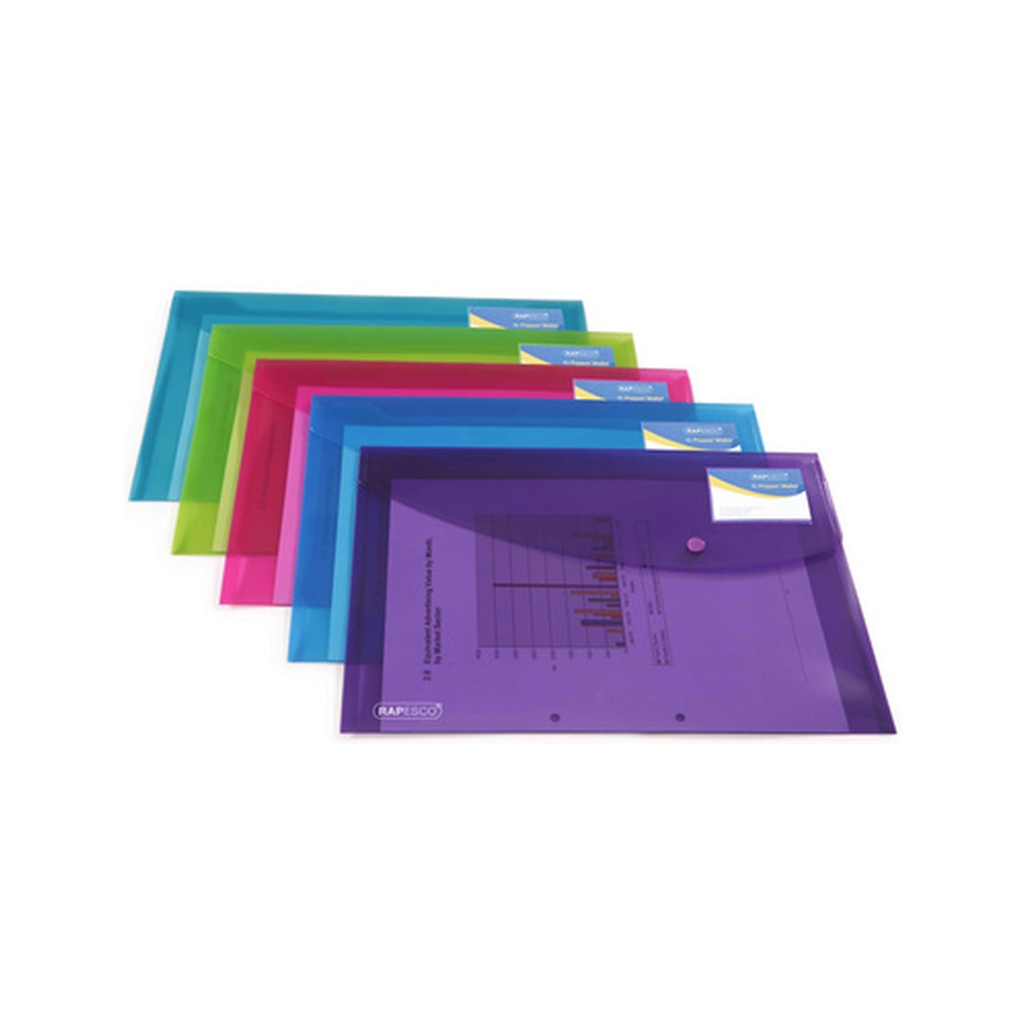 RAPESCO Pochette à documents, A4+, PP, couleurs assorties x5