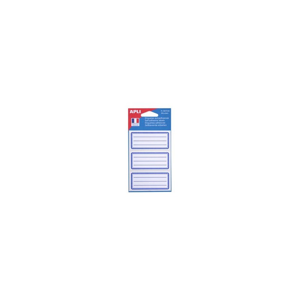 APLI Etiquettes pour livre, blanc/bleu, 34 x 75 mm lignées