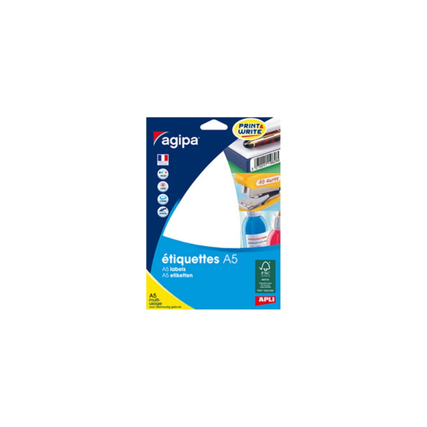 agipa Etiquette universelle, diamètre: 24 mm, rond, blanc