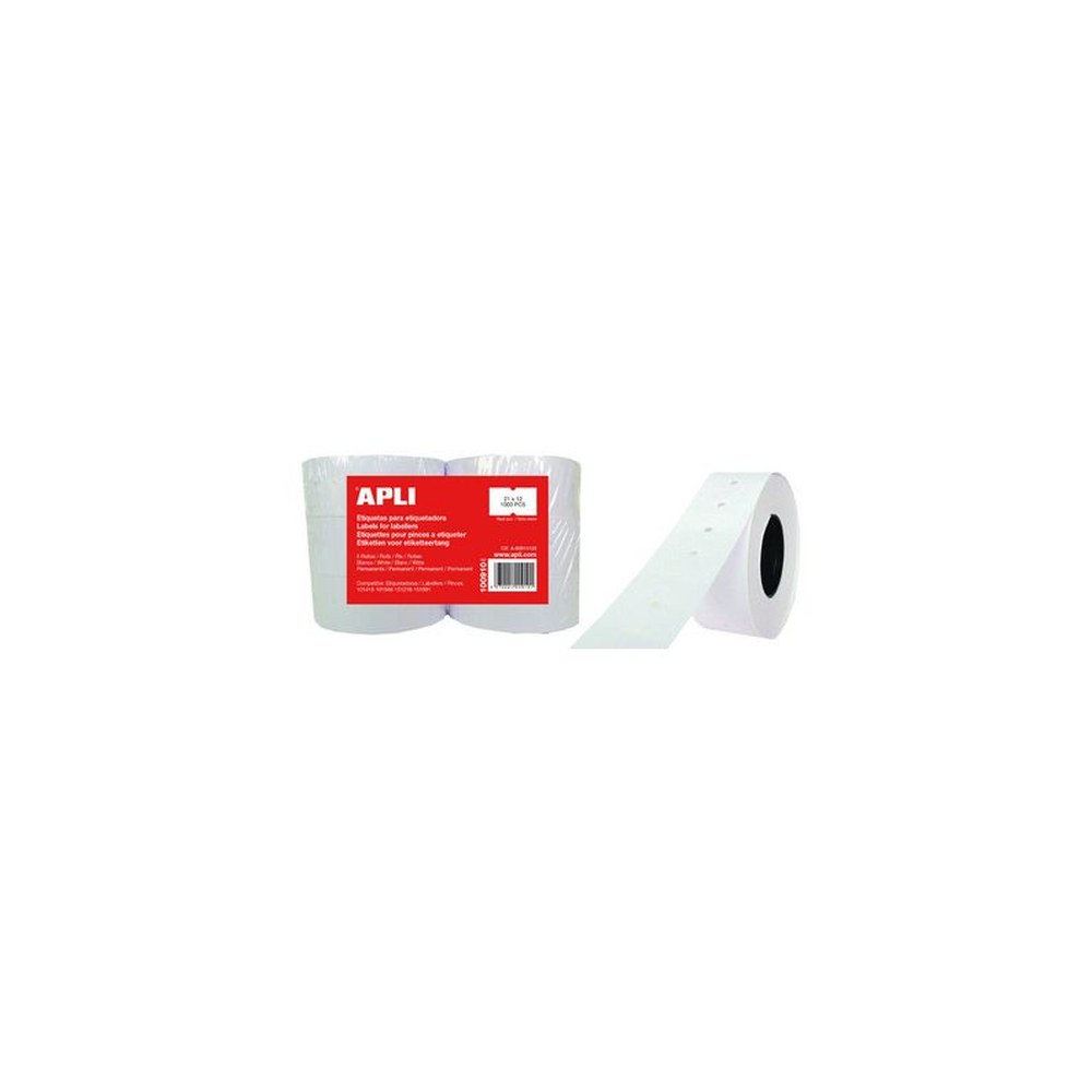 APLI Etiquette pour pince, rectangulaire, blanc, 21 x 12 mm