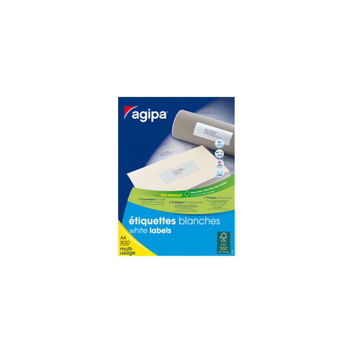 agipa Etiquette universelle, 38 x 21,2 mm, blanc