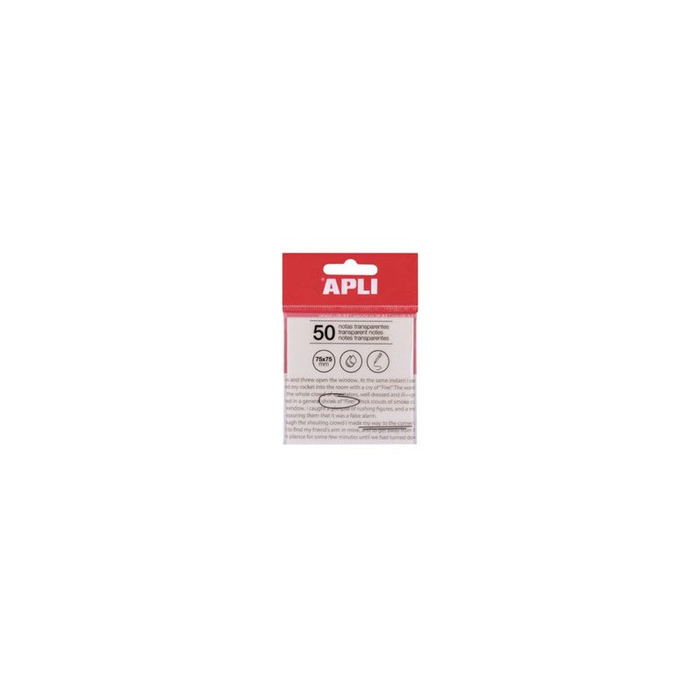 APLI Notes adhésives, 75 x 75 mm, incolore transparent