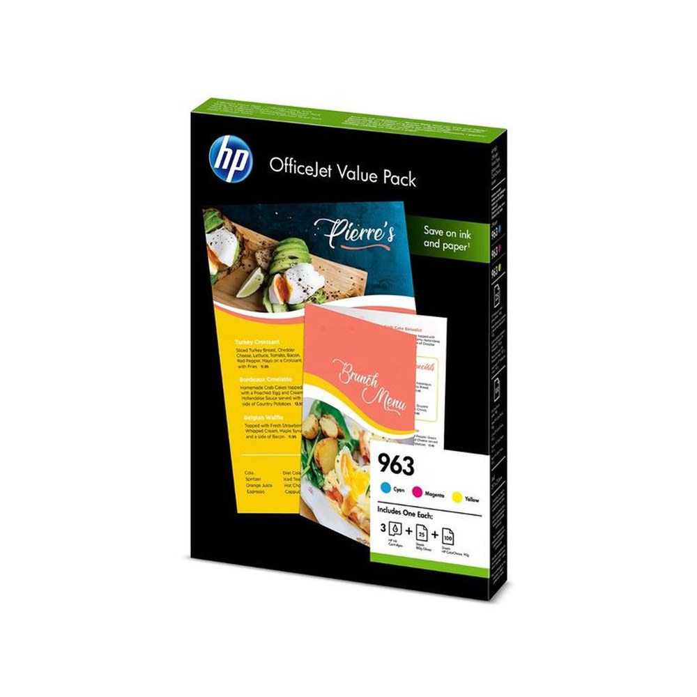 Cartouches d'origines HP 6JR42AE / 963 - multipack 3 couleurs : cyan, magenta, jaune