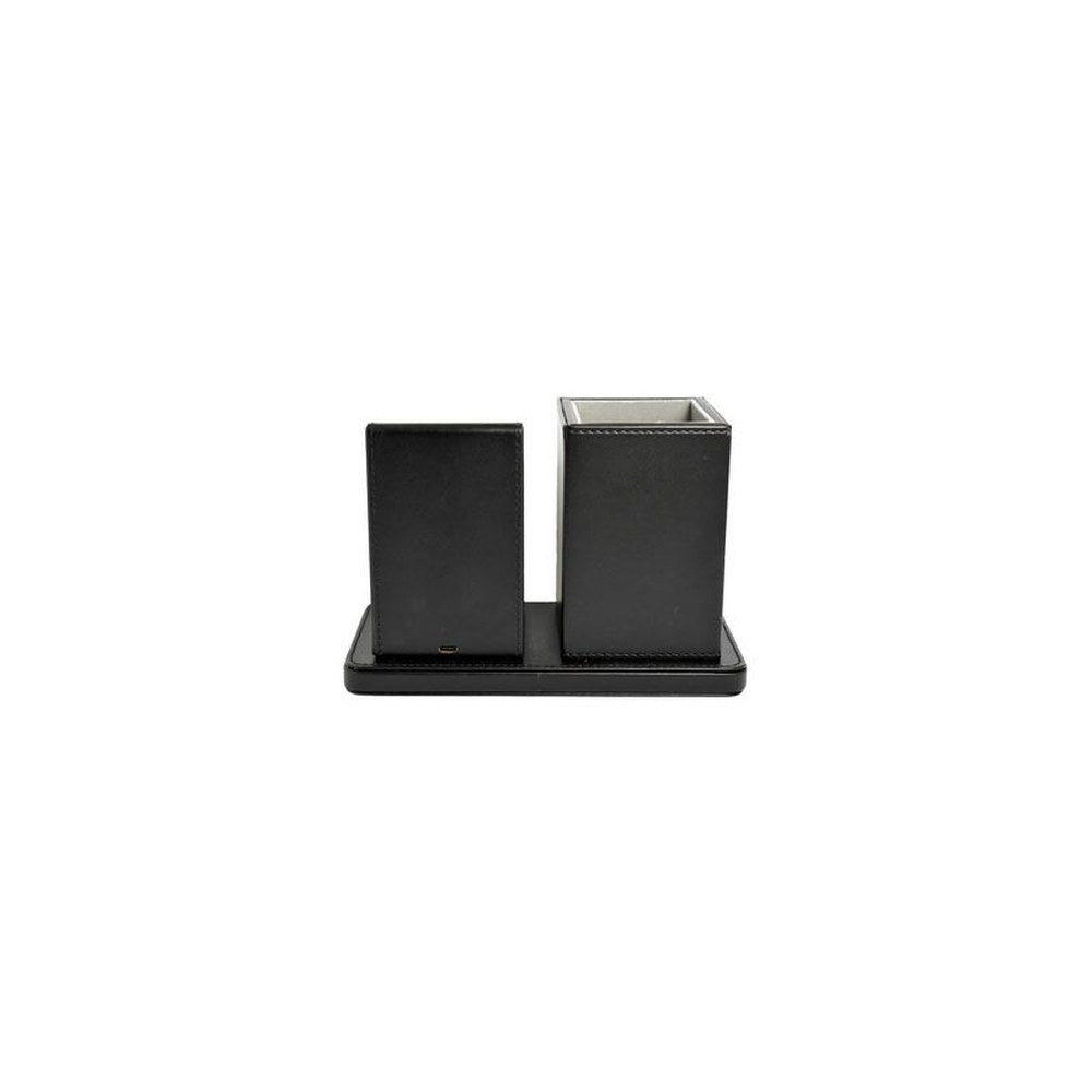 deflecto Organiseur de bureau avec chargeur Qi, noir