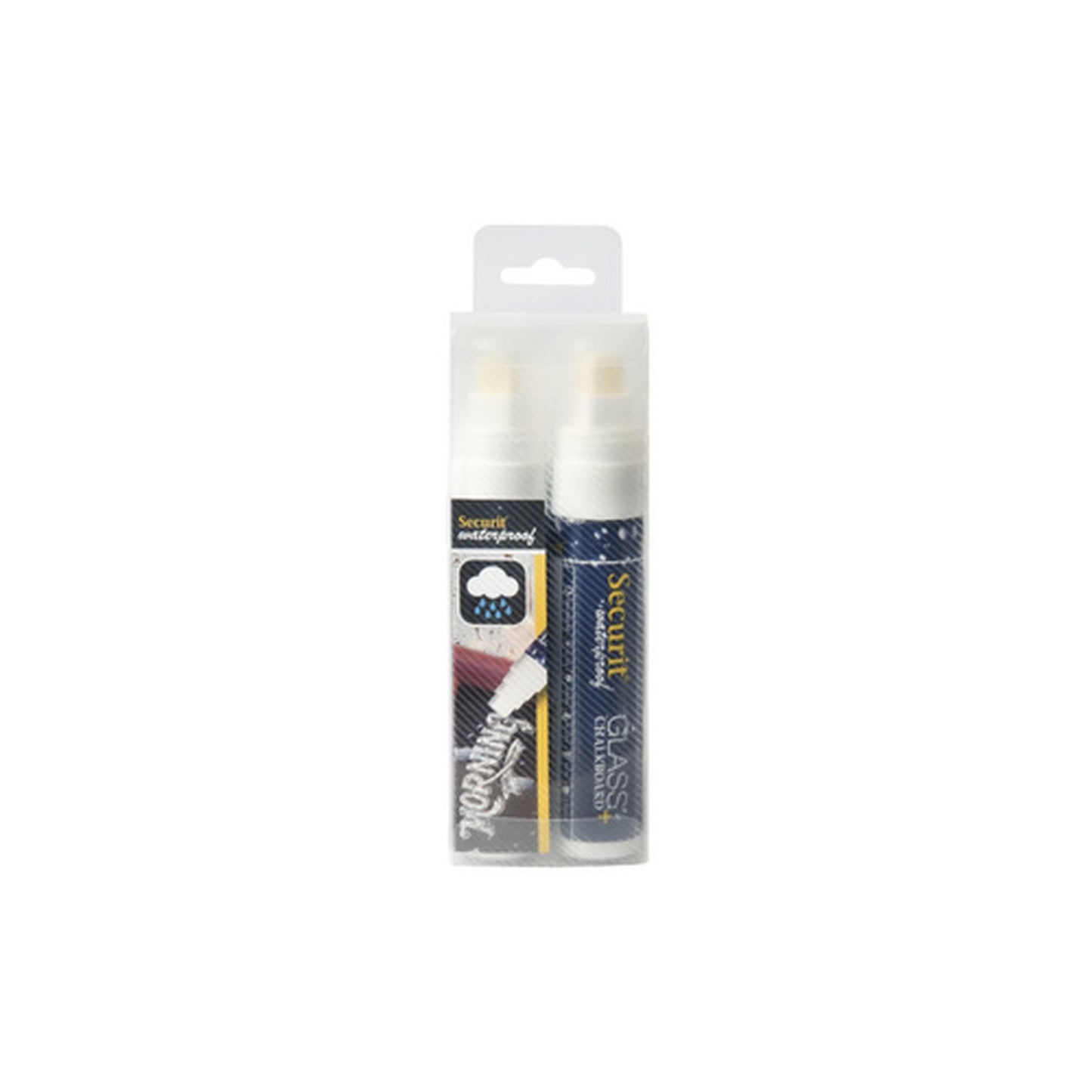 Securit Feutre-craie WATERPROOF LARGE, étui de 2, blanc