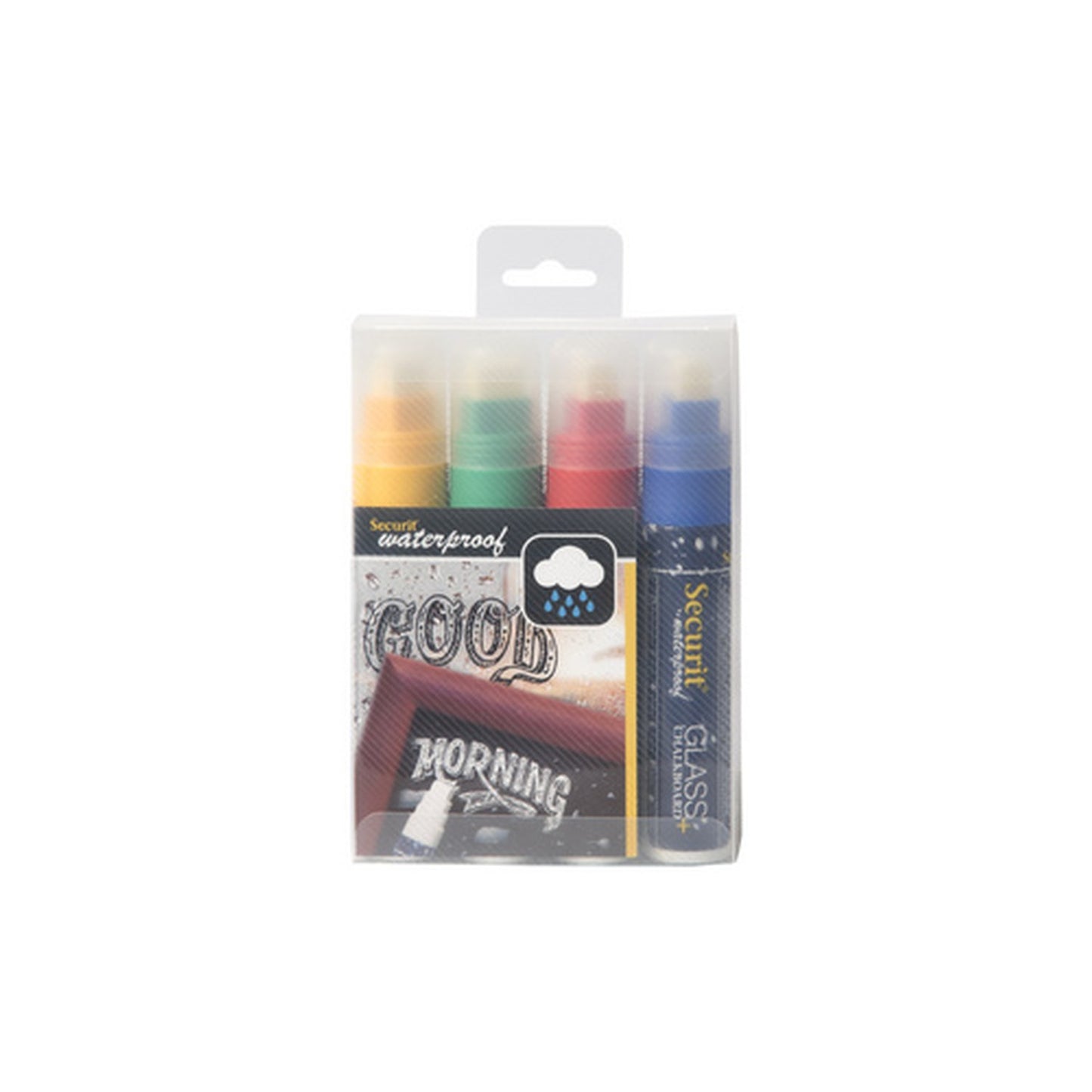 Securit Feutre-craie WATERPROOF LARGE, étui de 4, assorti