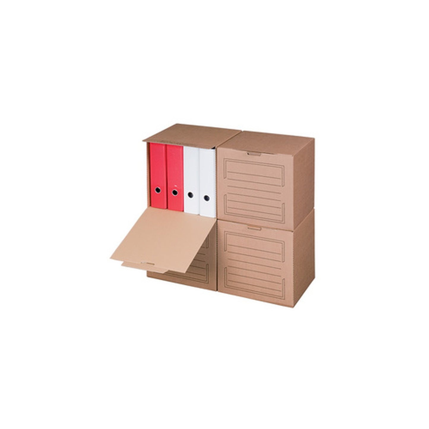 smartboxpro Conteneur d'archives, couvercle frontal, marron x5