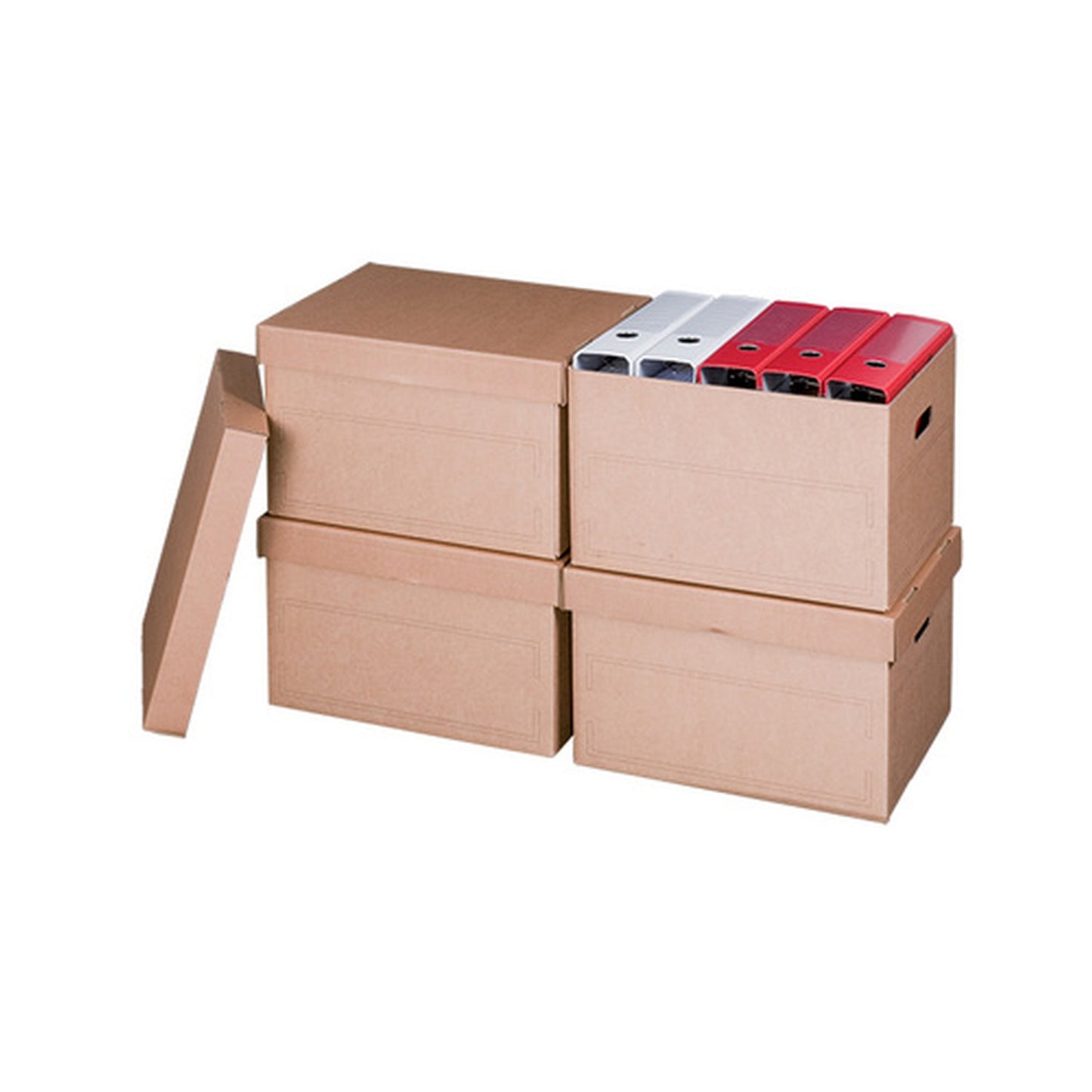 smartboxpro Boîte d'archives/transport, à couvercle, marron x10
