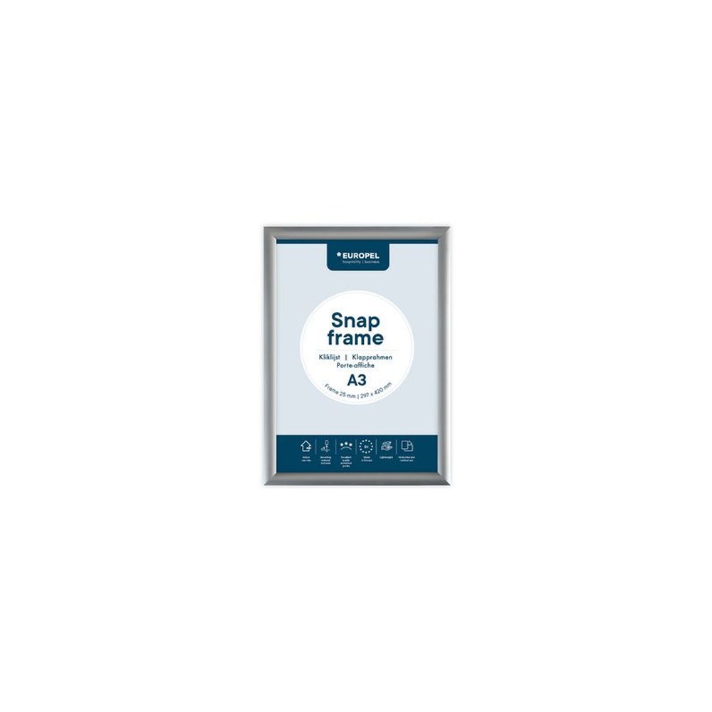 EUROPEL Cadre porte-affiche premium, A4, 25 mm, argent