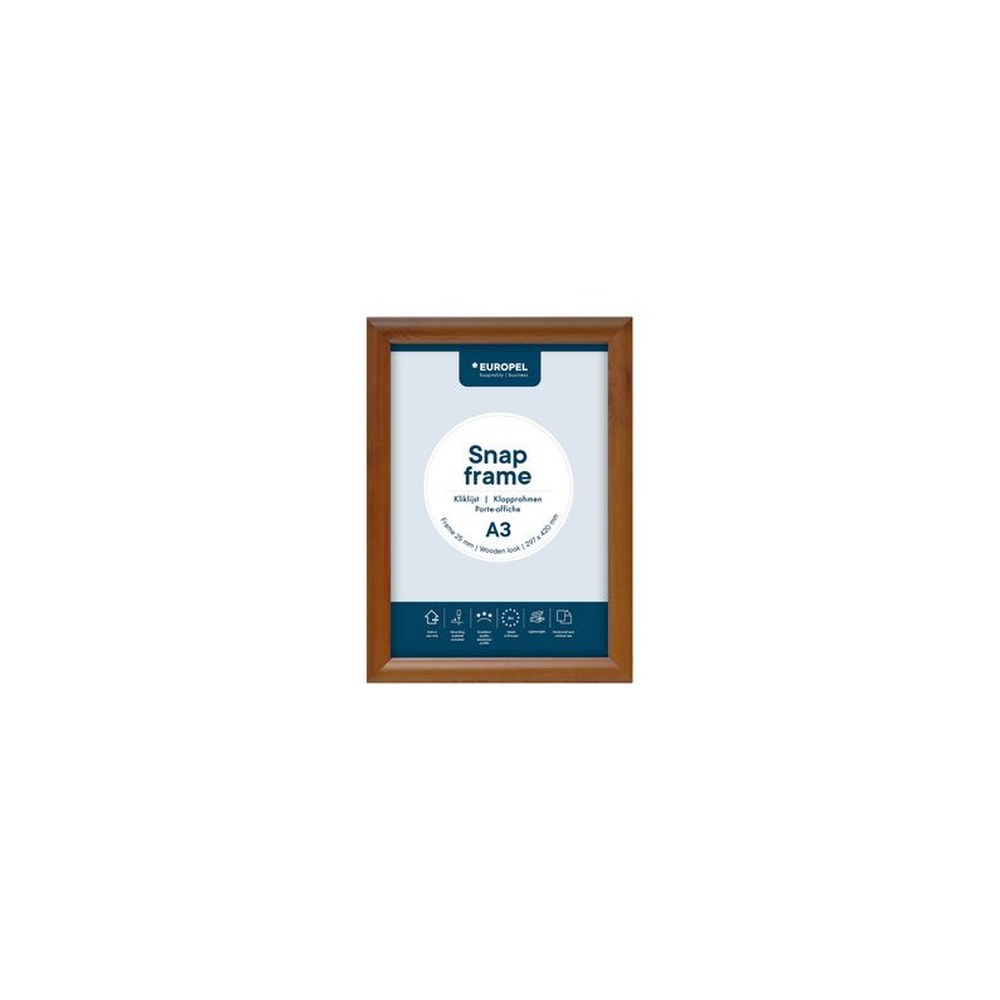EUROPEL Cadre porte-affiche premium, A4, 25 mm, aspect bois