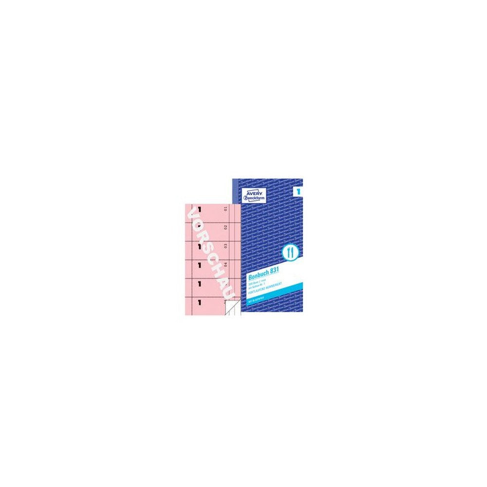 AVERY Zweckform Formularbuch "Bonbuch", 105 x 198 mm, rosa