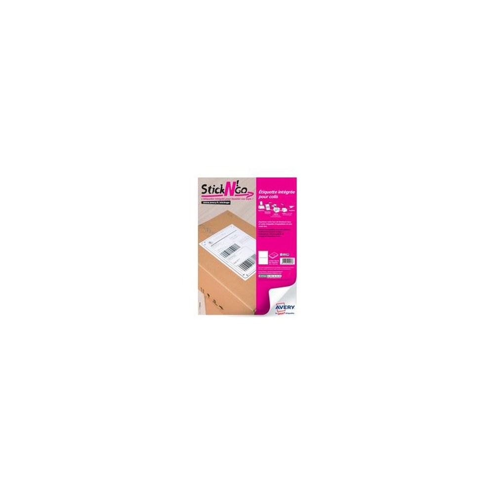 AVERY Etiquette intégrée Stick'NGo, 120 x 164 mm, blanc