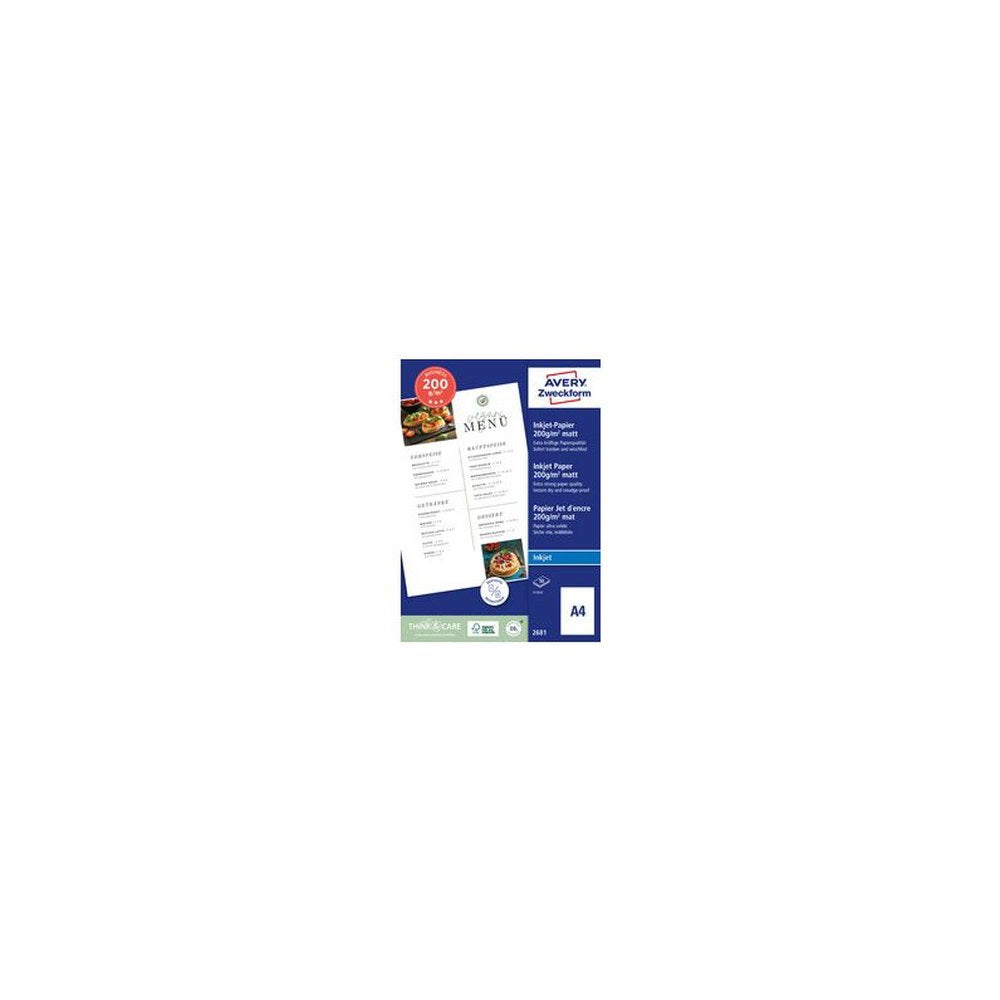 AVERY Zweckform Papier jet d'encre BUSINESS, A4, 200 g/m2
