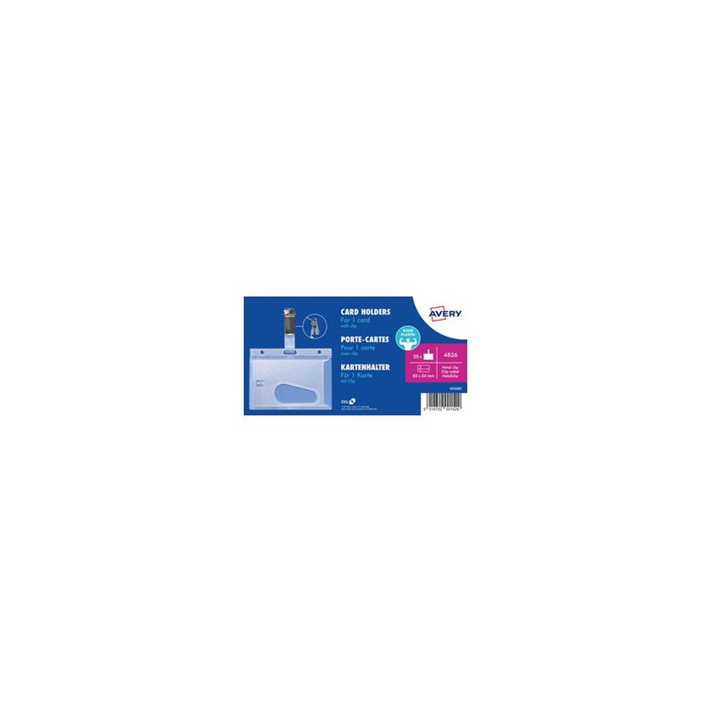 AVERY Porte-carte avec clip, 54 x 85 mm, transparent