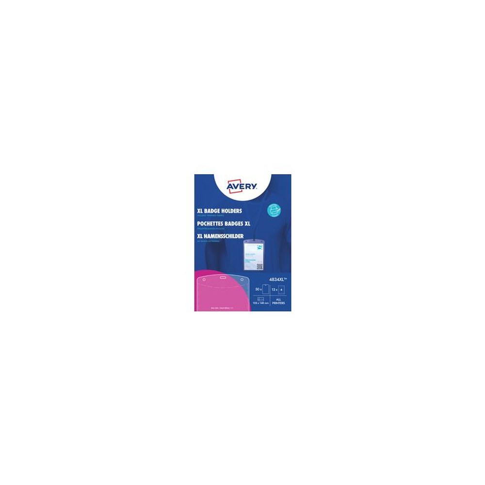 AVERY Pochette badge XL, 105 x 148 mm, transparent
