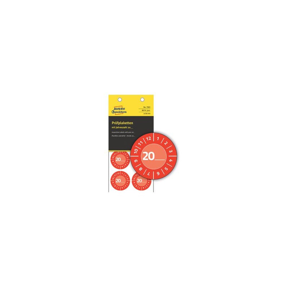 AVERY Zweckform Plaquette de contrôle, 20xx à inscrire,rouge