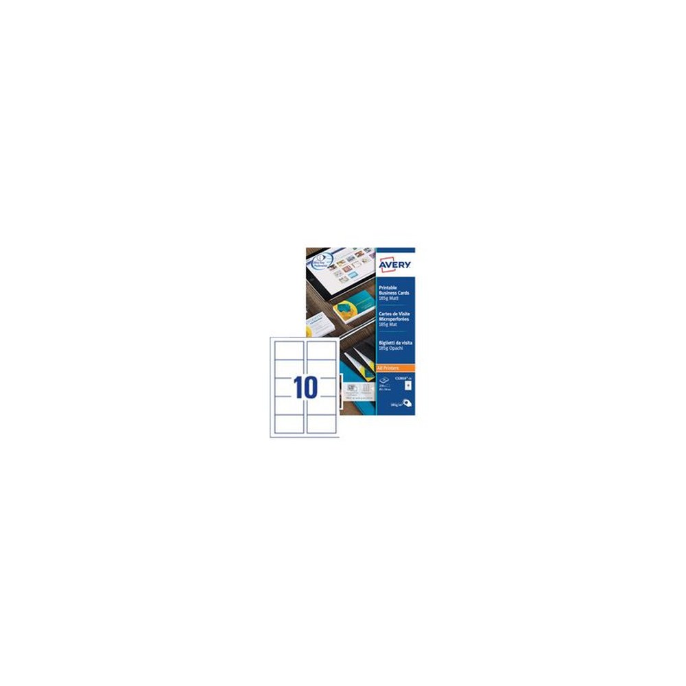 AVERY Cartes de visite Quick&Clean, 185 g/m2, blanc mat
