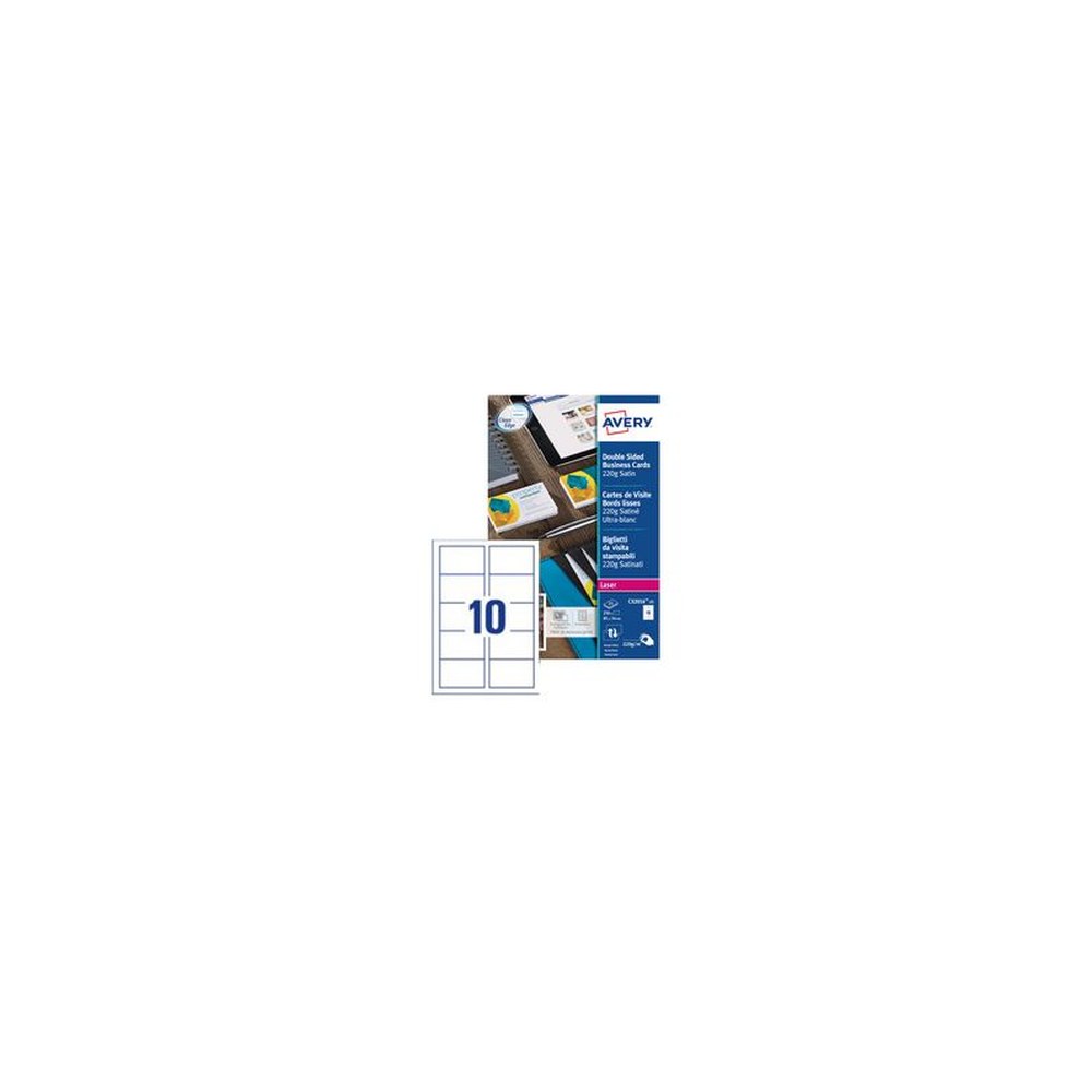 AVERY Cartes de visite Quick&Clean, 270 g/m2, satin blanc