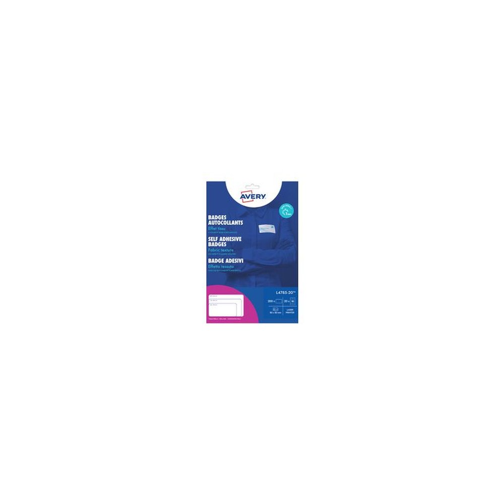 AVERY Badges autocollants, 80 x 50 mm, blanc