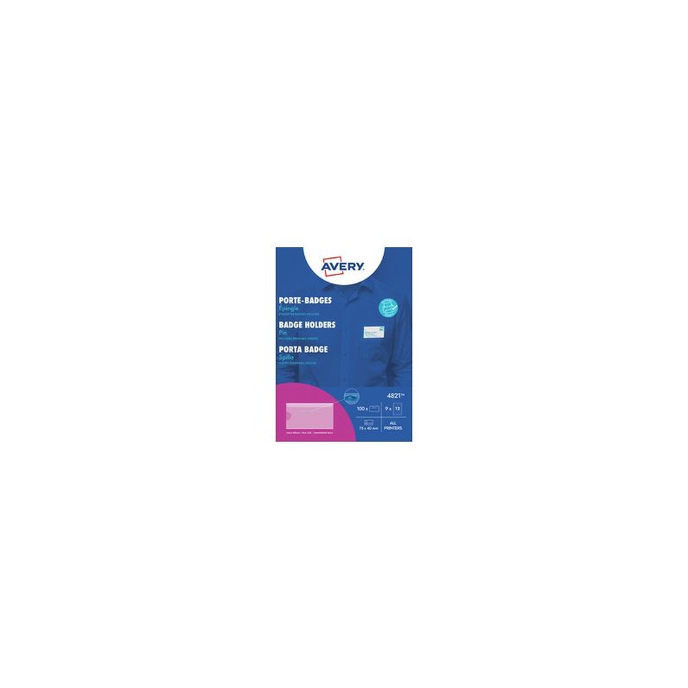 AVERY Porte-badge avec épingle, 75 x 40 mm