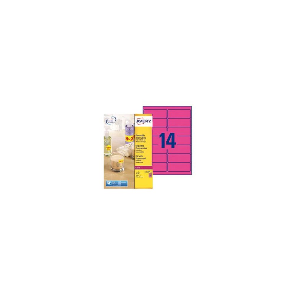 AVERY Etiquette fluorescente, 99,1 x 38,1 mm, rose fluo