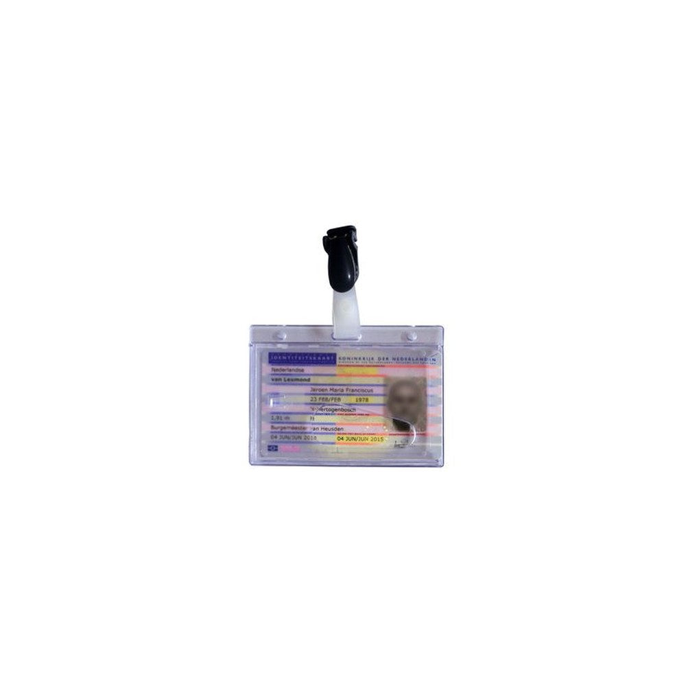 pavo Porte-badge, avec clip, 60 x 90 mm, transparent