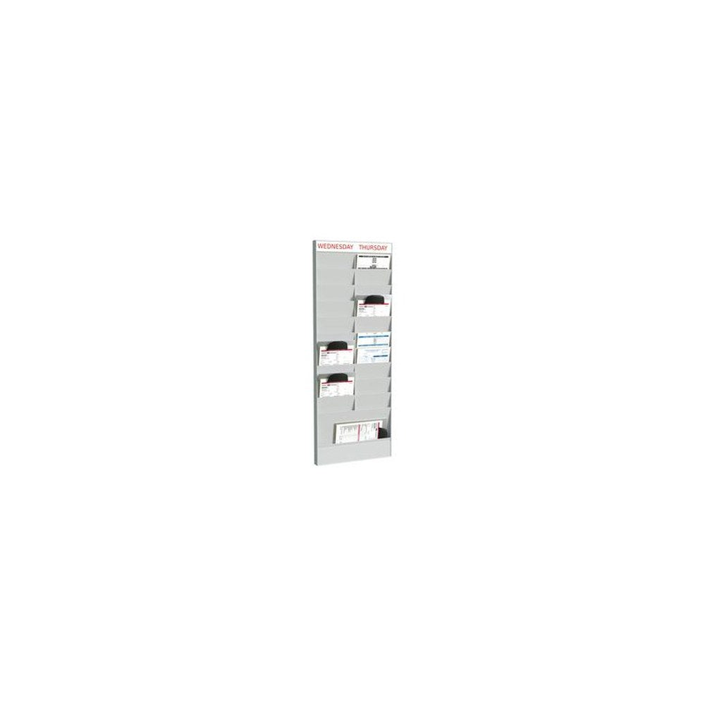 PAPERFLOW Planificateur de bureau mural, 20 casiers, gris