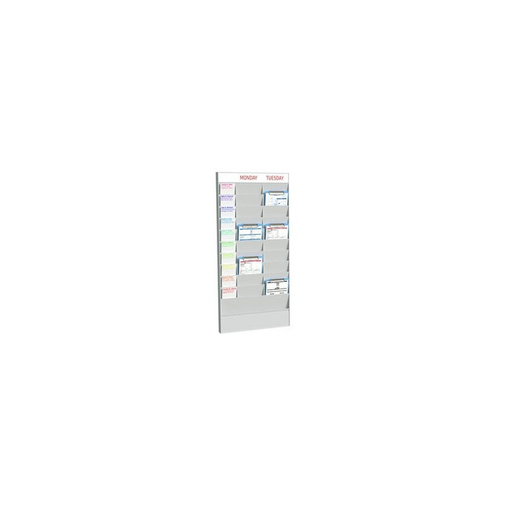 PAPERFLOW Planificateur de bureau mural, 20 casiers, gris